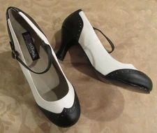 Womens FUNTASMA~Black White HEELS Pumps~size 9~NEW~Contessa FLAPPER Mary Jane