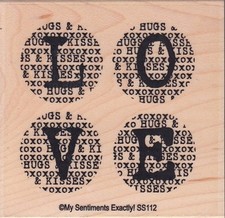 love hug and kisses my sentiments Wood Mounted Rubber Stamp 3 x 3" Free Shipping