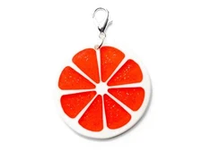 Blood Orange Charm Orange Grapefruit Zipper Pull Charm Dangle Red