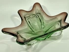 Vintage Murano glass bowl with 2 tones, green to purple