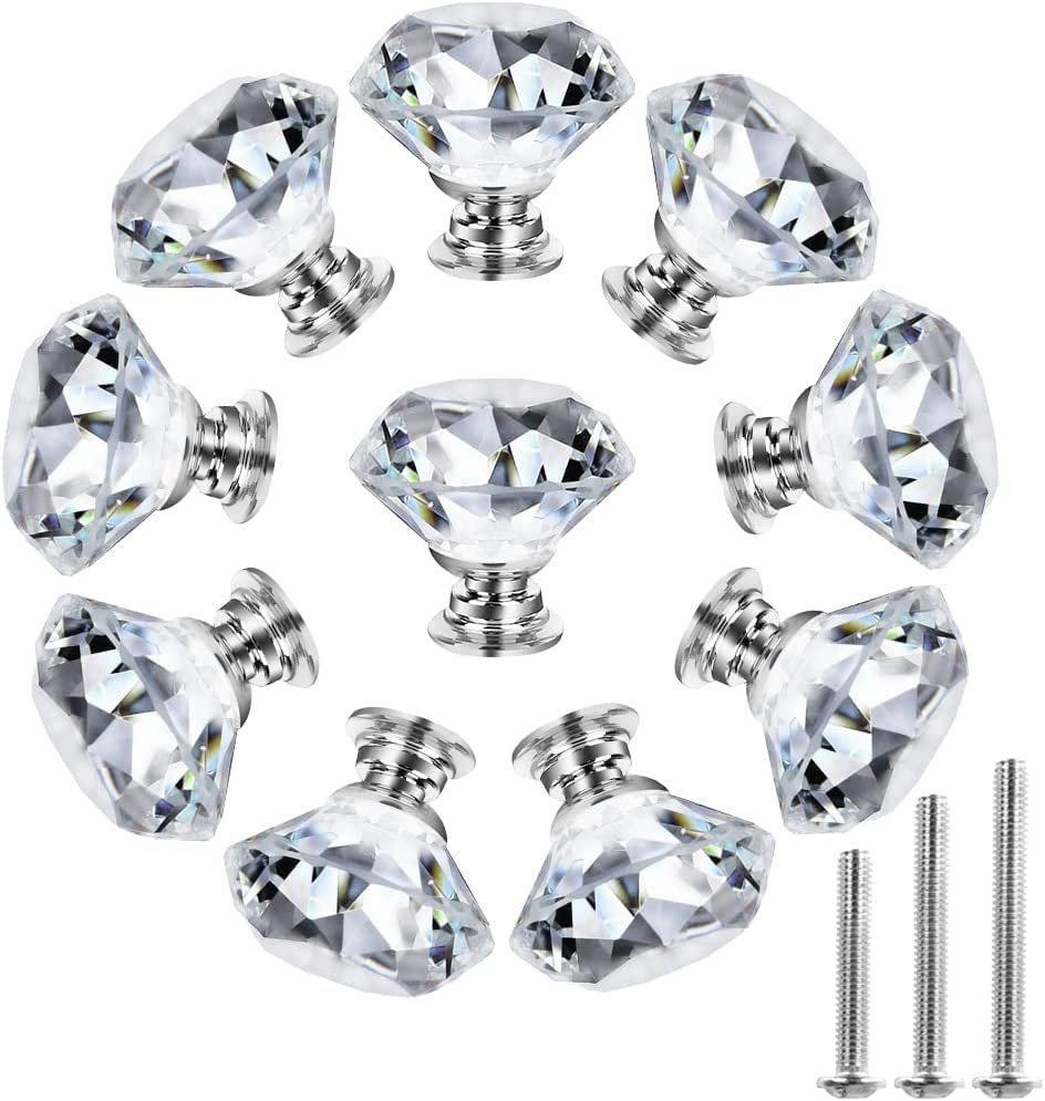 Cabinet Knobs - Dresser Knobs Crystal Knobs for Cabinets and Drawers 30Mm- Diamo