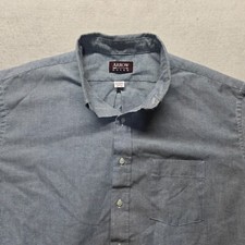 ARROW Dover Solid Blue Shirt Button Up Shirt Adult Men's Size 18.5 35
