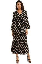 RIXO LONDON Silk Nora Gold Foil Shell Dress Work Size 8 AU RRP 570 WITH DEFECTS