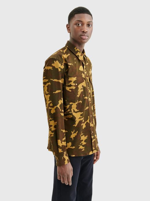 DRIES VAN NOTEN Camouflage-Pattern Slim-Fit Cotton Shirt Size: UK