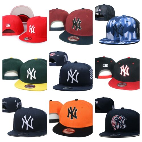 New York Yankees Adjustable Hat Cap Men's NBA Snapback Cap Sun Hat Flat Brim Cap - Picture 1 of 40