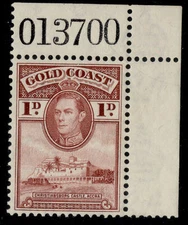GOLD COAST GVI SG121a, 1d red-brown, NH MINT. CONTROL