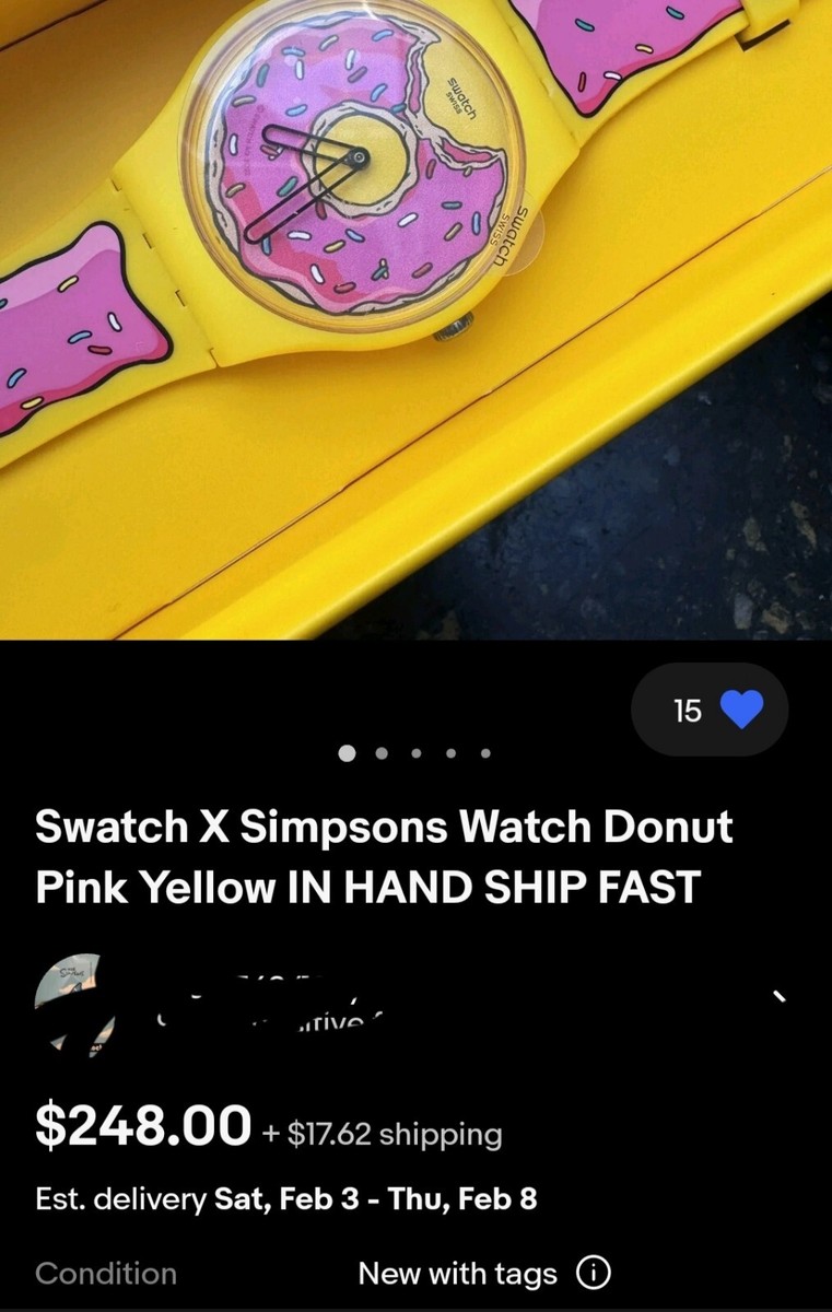 Swatch X The Simpsons Watch Seconds Of Sweetness Donut w