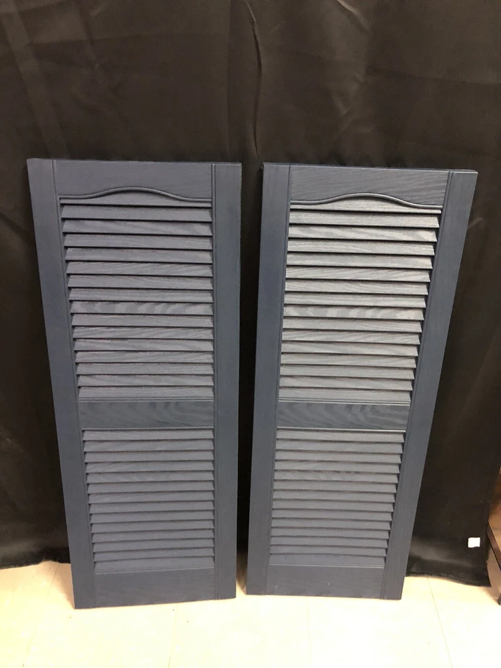 Mid America  Louver Vinyl Shutters 14.5in. X 39 In Midnight Blue - Image 2 of 4