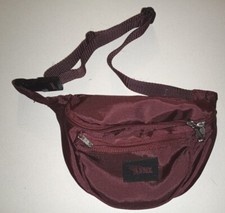 Vtg Lynx Nylon Zippered Fanny Pack, 10"x6", Burgundy, Used.