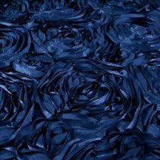 NAVY BLUE Rosette Satin Fabric Sold By The Yard Floral Flowers Satin Decor