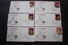 LOT 6 HIGH VALUED ELVIS PRESLEY ST. VINCENT STAMP FISRT DAY COVERS FDC FV$6