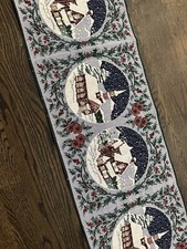 Christmas Tapestry Table Runner - Snow Village - 72 X 12