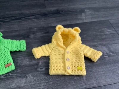 gehäkelter Baby Teddy Sonnenschein gelb Unisex Teddy Hoodie kleines Baby