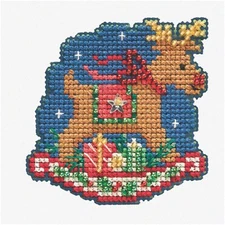 Jingle Joy Reindeer Cross Stitch Ornament Kit - Winter Holiday Craft 2021, Multi