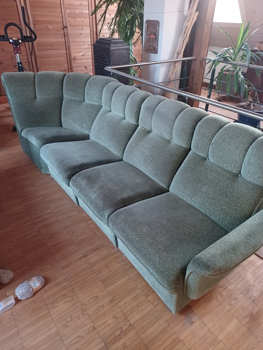 Sofa gebraucht zu verschenken, 6 Sitzelemente,2 Eckelemente, grün