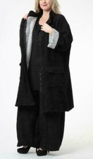 AKH Lagenlook  Bouclemantel mit Stehkragen schwarz  EG 44-58