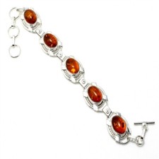 Baltic Amber Gemstone Handmade 925 Sterling Silver Jewelry Bracelet Size 7-8"