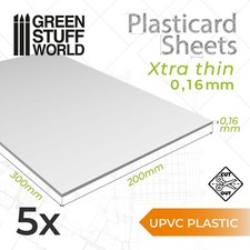 uPVC Plasticard A4 - 0,16mm COMBOx5 sheets - Hobby Plastic Sheets - Plastikard