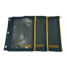 3x Vintage 90s Crayola Canvas Pencil Pouch 3 Ring Binder 9x11" Zippered T17
