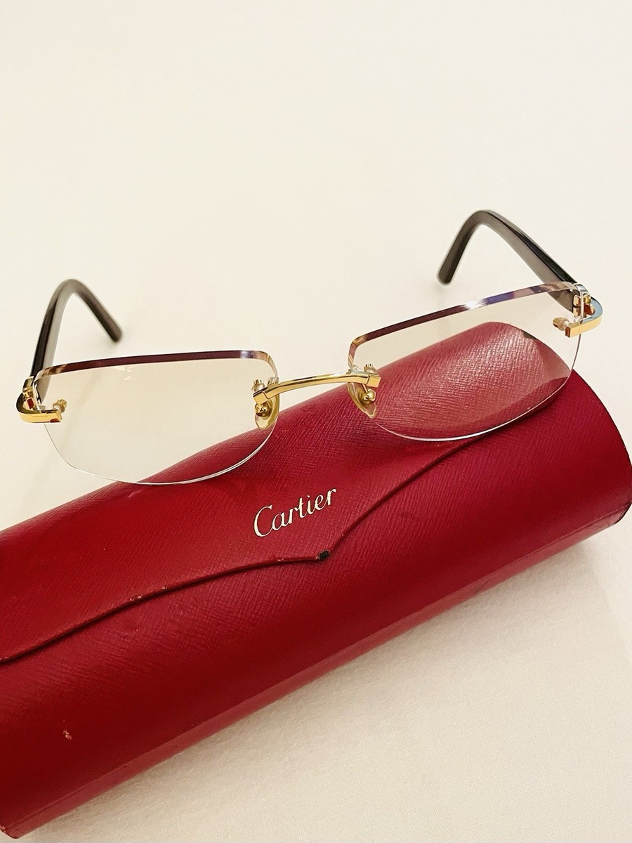 CARTIER SANTOS PARIS GOLD TORTOISE SHELL RIMLESS AUTHENTIC FRAMES