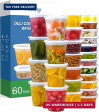 Dealusy 60 Set Deli Containers with Lids, 32/16/8 oz X 20 Set Each