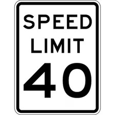 LYLE R2-1-40-18HA Speed Limit 40 Traffic Sign, 24 in H, 18 in W, Aluminum,