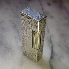 Vintage Dunhill Rolla gas lighter Silver Bark working condition