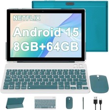 CUPEISI Android 15 Tablet 10.1" 2-in-1 with Keyboard/Mouse/Case/Stylus