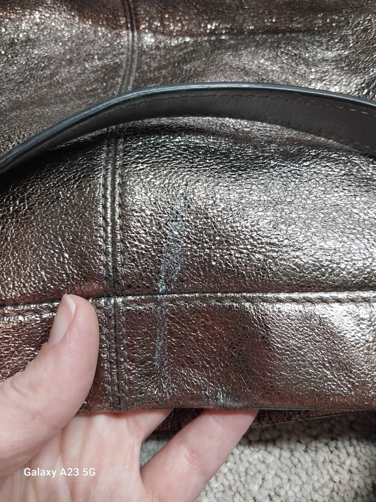 Coach Brooke borsa hobo a tracolla in pelle metallizzata argento F17165 tracolla rimovibile