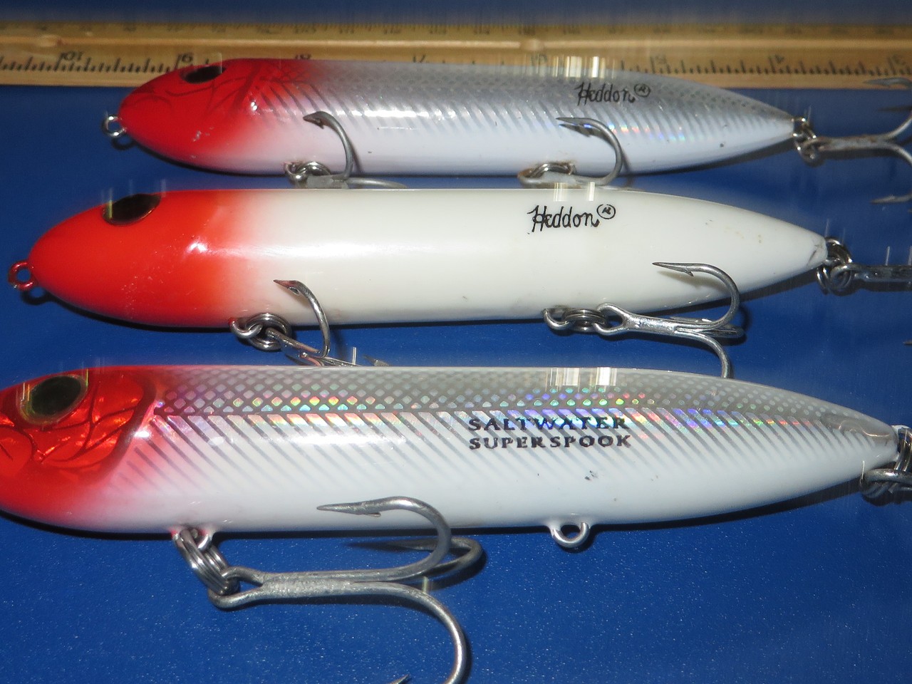 Lot of 3 Heddon Super Spook Topwater lures Mark Sosin Red Head - Image 3