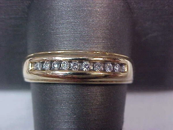 VINTAGE MENS NATURAL NINE DIAMOND BAND RING 10K YELLOW GOLD SIZE 10.75 - image 1 of 4