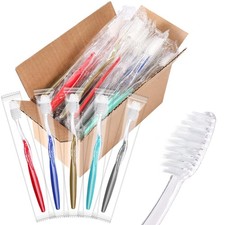 ACSKD 100PCS Disposable Toothbrushes, 1 Count Pack of 100 , Mix Colors