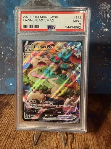 Pokémon TCG Snorlax VMAX Holo Ultra Rare Card 142/202 PSA 9