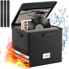 onvvippiv Large Vinyl Record Storage Box Fireproof Waterproof with Lock