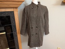 Vintage Arlette Wool Tweed Coat Made in USA Brown Herringbone Wool