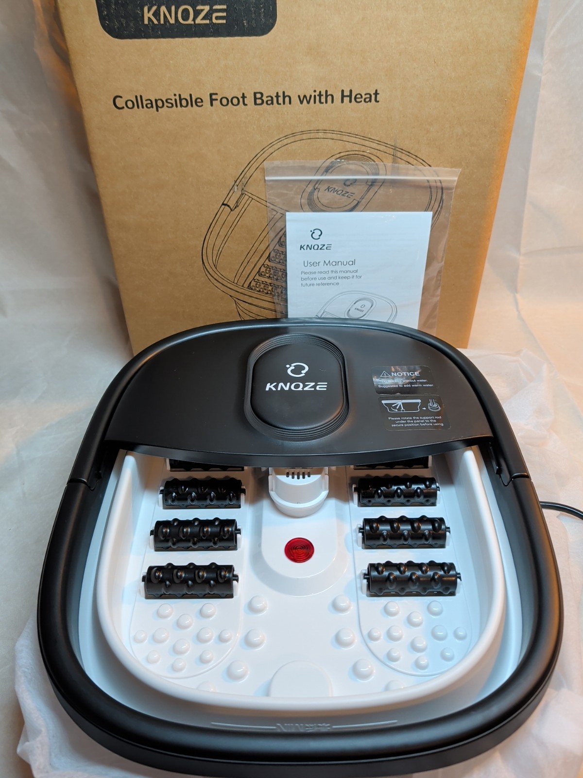KNQZE SPA10 Foot Spa Bath Massager Heat Bubbles Full Rollers