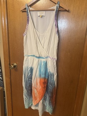 Leifsdottir Womens Dress Silk Feather Print Size 10