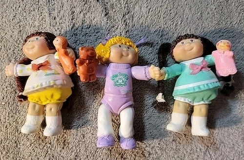 1984 Vintage Cabbage Patch Kids Poseable 3.5” Figures Lot Of 3