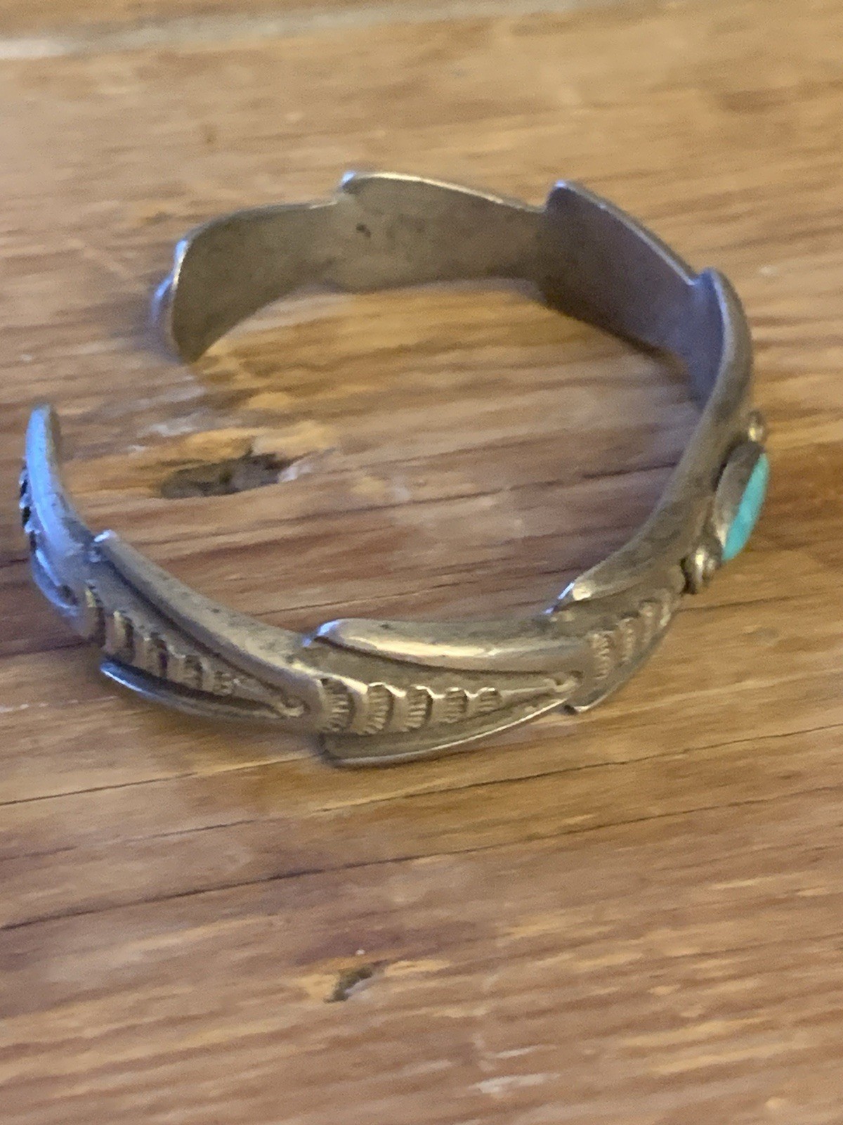 Nice Old Silver Turquoise Cuff - image 3