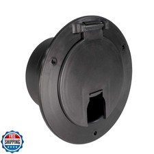 RecPro RV Black Power Cord Hatch Cover  UV-Stabilized Plastic 