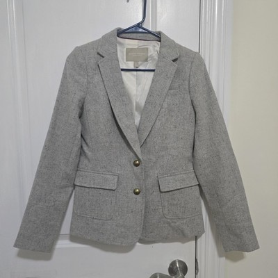 Banana Republic Women's Wool Blend Heather Gray Hacking Jacket Size 0
