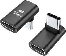 2 Pack 90 Degree USB C Male to Female Adapter 100W Right Angle Type C Extender