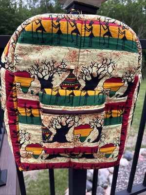 Stunning!! African Design Print Quilted Backpack 18 L  X 15 W ~NWOT~