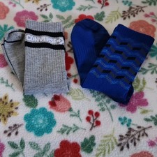 Converse Teenager Gray Blue Crew Socks Mid Calf Solid Geometric 2 Pairs