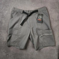 Wrangler ATG Canyon Cliff Shorts Mens Medium Gray Utility Cargo Pull On Belt