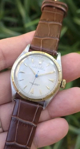 Vintage 1950's Rolex Oyster Perpetual Ref 6085 Two Tone 34mm Men's Watch