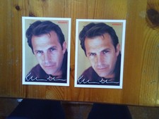 2 BRAVO Autogrammkarten Kevin Costner gedruckte Signaturen Top-Zustand