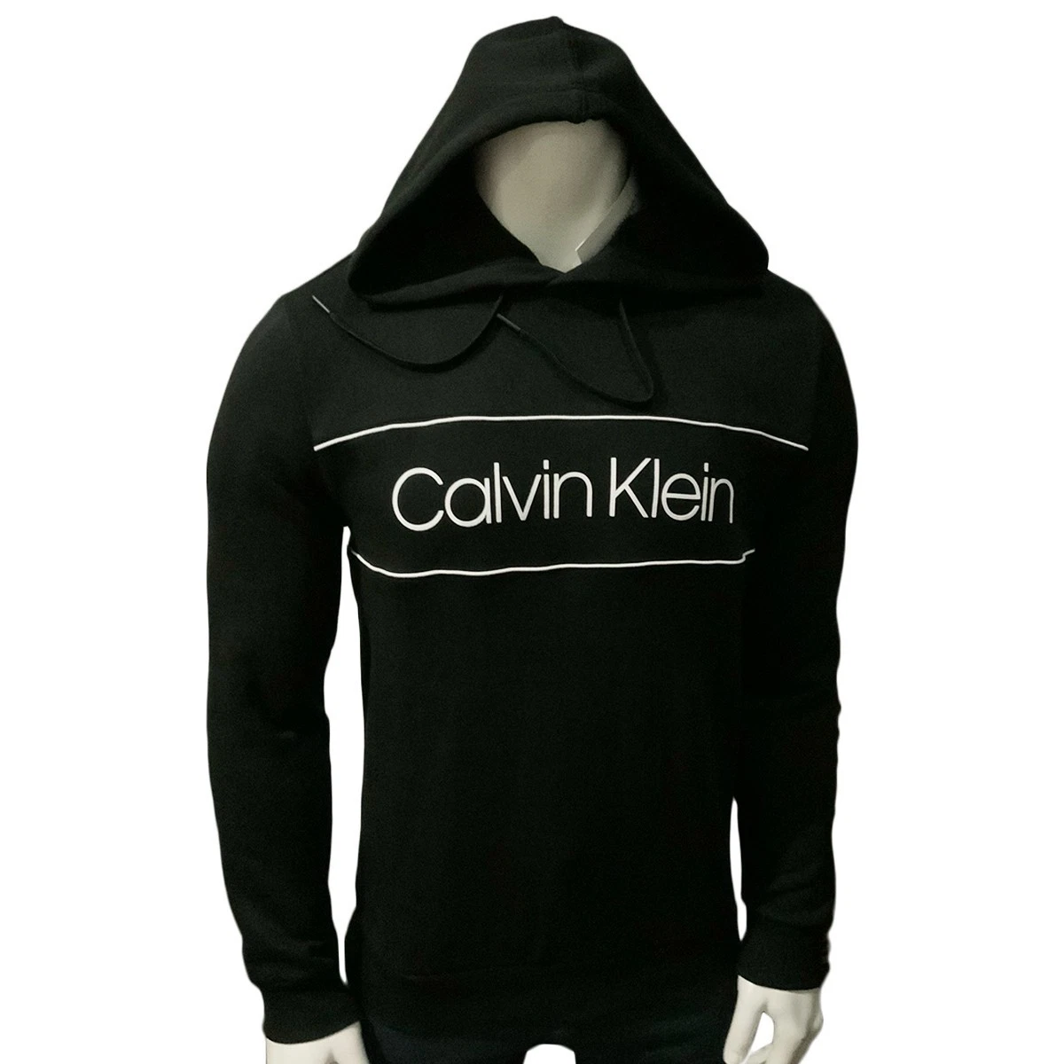 MSRP $111.99 NWT CALVIN KLEIN MEN'S BLACK LONG SLEEVE HOODIE SWEATSHIRT SIZE L