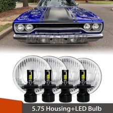 4pcs 5-34 5.75 Led Headlights High Low Beam H4 For Plymouth Satellite 1968-1974 4pcs 5-34 5.75 Led Headlights High Low Beam H4 For Plymouth Satellite 1968-1974