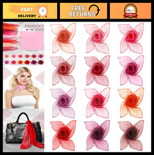 12 Pcs Sheer Chiffon Scarves - Retro Square Neck Scarves for Women Girls